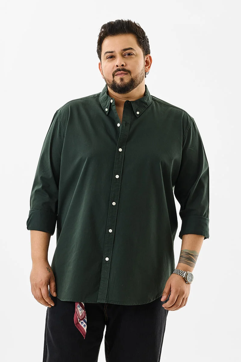 SNITCH Olive Elbow Patch Plus Size Shirt